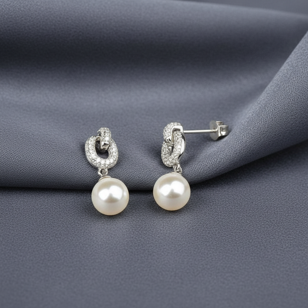 Pearl earrings with silver fixtures 