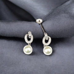 Silver Pearl Drop Dangles