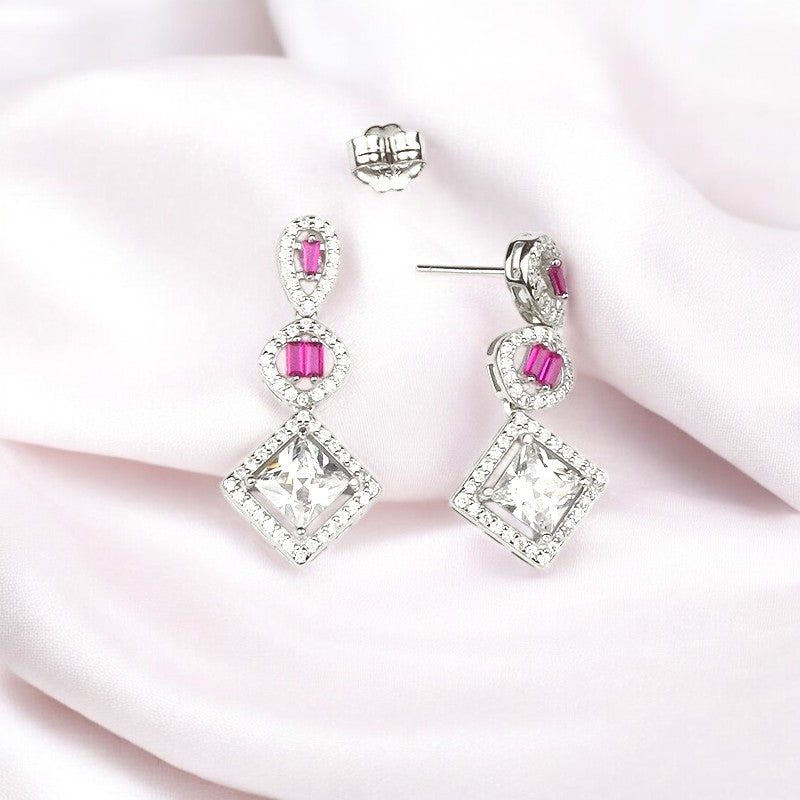 Silver Rani pink Dangles