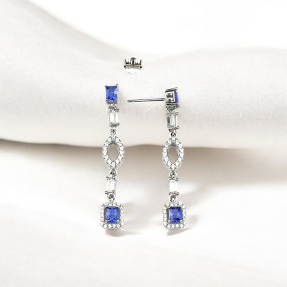 Silver Sapphire Blue Dangles