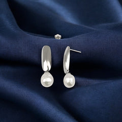 Silver Irregular Pearl Drop Dangles