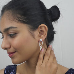 Silver Sleek Triangular Danglers