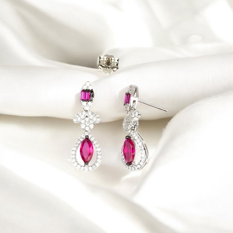 Silver Rani Pink Elegance Dangles