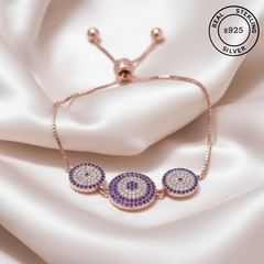 Rosegold 3 Evil Eye bracelet