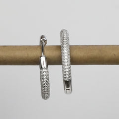 925 Sterling Silver Radiant CZ Hoop Earrings