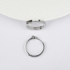 925 Sterling Silver Sleek CZ Hoop Earrings