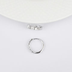 Silver CZ Zircon Bali hoops