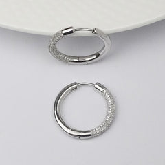 925 Sterling Silver Radiant CZ Hoop Earrings