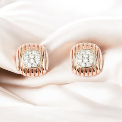 925 Sterling Silver Rose Gold Luxe Cushion Studs