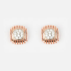 925 Sterling Silver Rose Gold Luxe Cushion Studs
