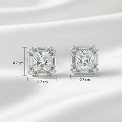 925 Sterling Silver Princess Cut Zircon Studs