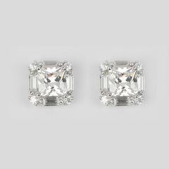 925 Sterling Silver Princess Cut Zircon Studs