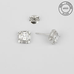 925 Sterling Silver Princess Cut Zircon Studs
