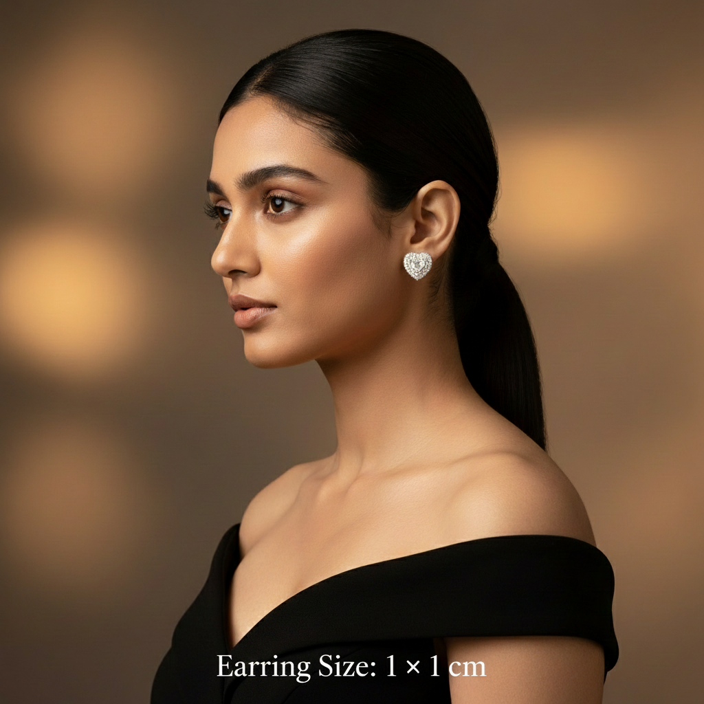 Woman wearing a heart-shaped earring