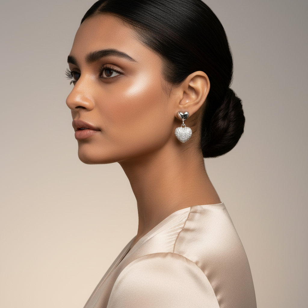 Woman wearing925 Sterling Silver Round Studs