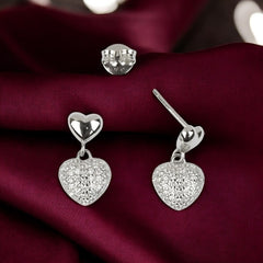 925 Sterling Silver Double Heart Danglers