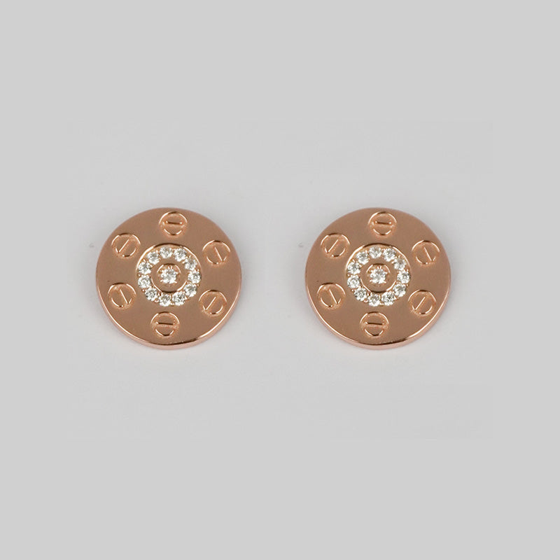 925 Sterling Rosegold Round Studs