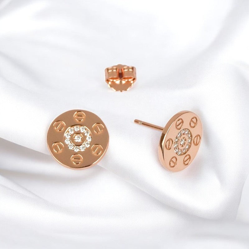 925 Sterling Rosegold Round Studs
