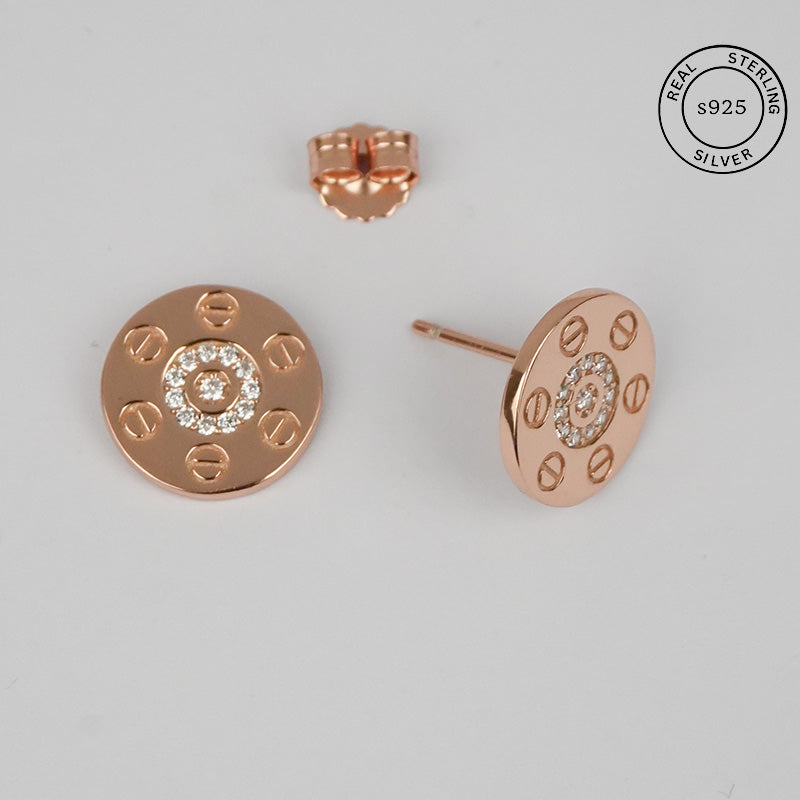 925 Sterling Rosegold Round Studs