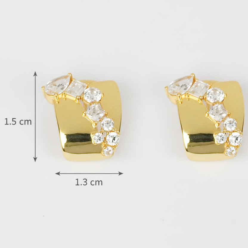 925 Sterling Silver Golden Modern Statement Studs
