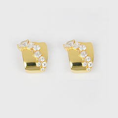 925 Sterling Silver Golden Modern Statement Studs