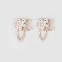 925 Sterling Rosegold Floral Drop Earrings