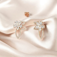 925 Sterling Rosegold Floral Drop Earrings