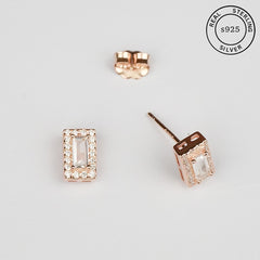 925 Sterling Silver Rosegold Elegance Radiance Studs