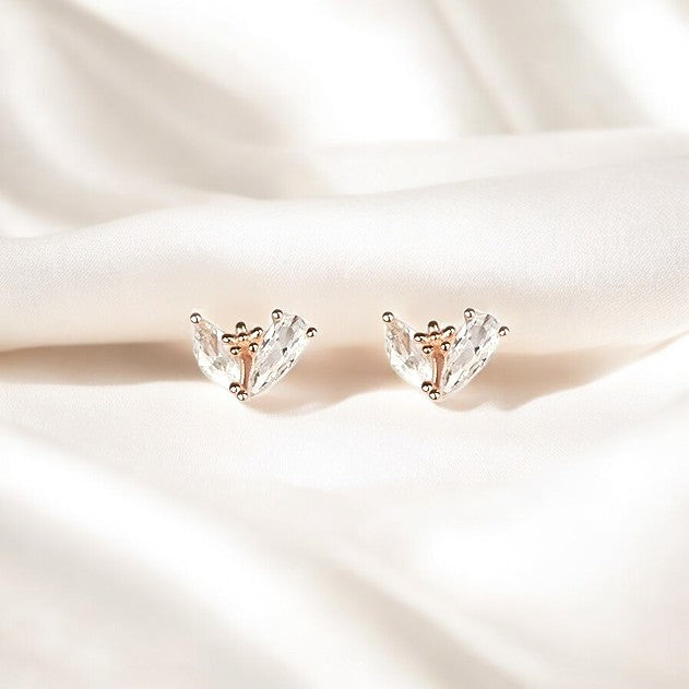 925 Sterling Silver Rosegold Wings Studs