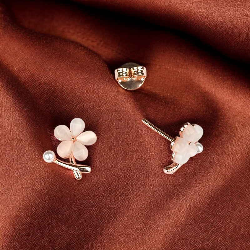 925 Sterling Silver Rosegold Blush Bloom Studs