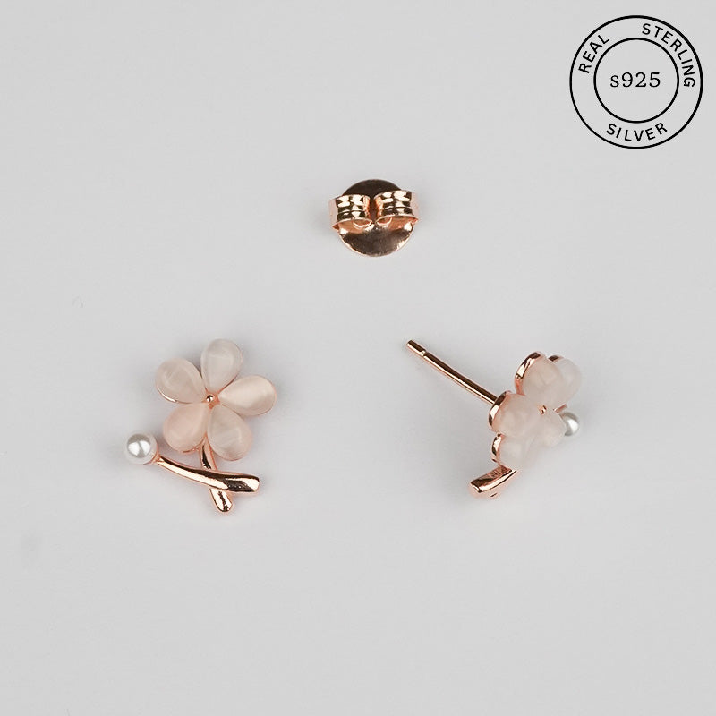 925 Sterling Silver Rosegold Blush Bloom Studs