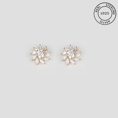 925 Sterling Silver Rosegold Radiant Blossom Studs