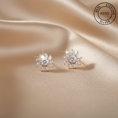925 Sterling Silver Rosegold Radiant Blossom Studs