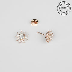925 Sterling Silver Rosegold Radiant Blossom Studs