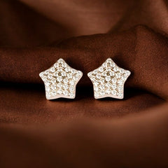 925 Sterling Silver Rosegold Twinkling Star Studs