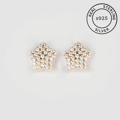 925 Sterling Silver Rosegold Twinkling Star Studs