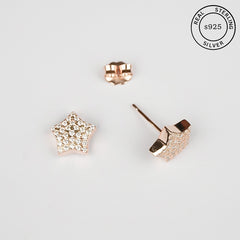 925 Sterling Silver Rosegold Twinkling Star Studs