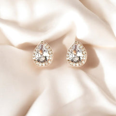 925 Sterling Silver Rosegold Teardrop Studs