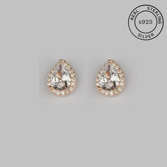 925 Sterling Silver Rosegold Teardrop Studs