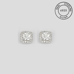 925 Sterling Silver Cushion Cut Studs