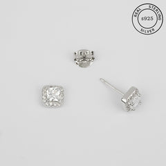 925 Sterling Silver Cushion Cut Studs