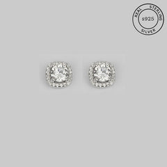 925 Sterling Silver Cushion Cut Studs