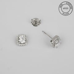 925 Sterling Silver Cushion Cut Studs