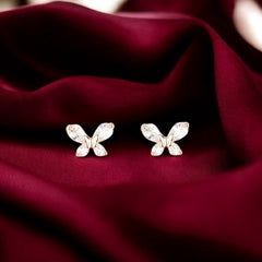 925 Sterling Silver Rosegold Butterfly Studs