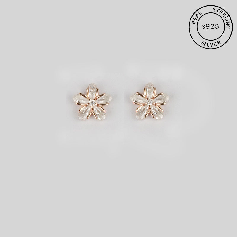 925 Sterling Silver Rosegold Blossom Glow Studs