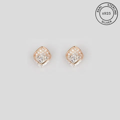 925 Sterling Silver Rosegold Luxe Radiance Studs
