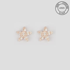 925 Sterling Silver Rosegold Star Studs