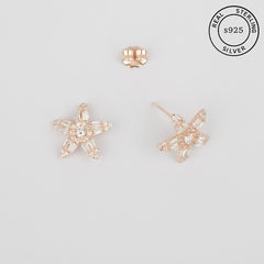 925 Sterling Silver Rosegold Star Studs