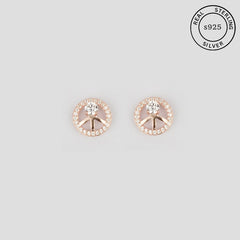 925 Sterling Silver Rosegold Sparkle Studs