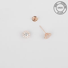 925 Sterling Silver Rosegold Classic Studs